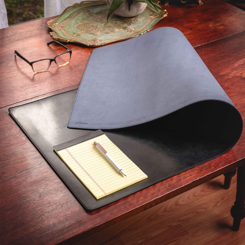 DACASSO Bonded Leather No Core Rollable Desk Mat/Pad - Luxury Leather Desk Blotter for Writing - Executive Desk Surface Protector - (Black, 36â€ x 17â€) - Image 4